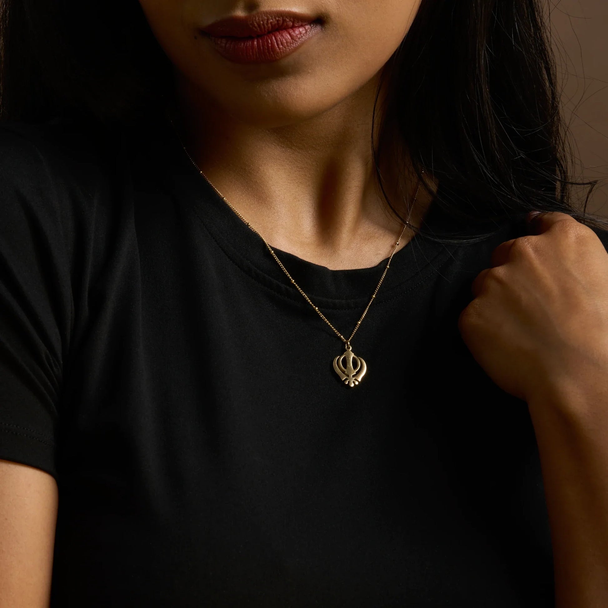 Khanda necklace premium pendant – Sikh symbol jewellery in gold and silver