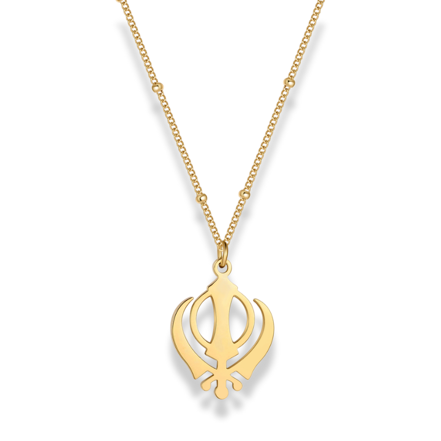 Khanda necklace premium pendant – Sikh symbol jewellery in gold and silver