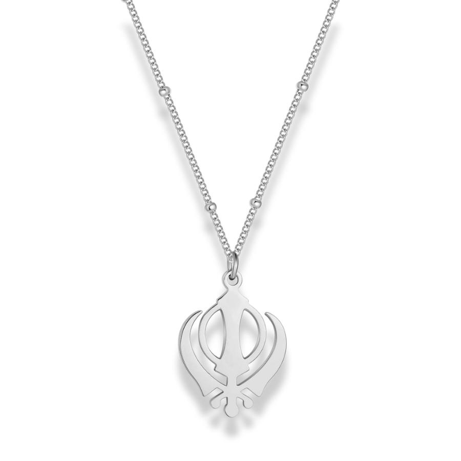 Khanda necklace premium pendant – Sikh symbol jewellery in gold and silver