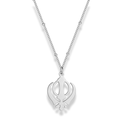 Khanda necklace premium pendant – Sikh symbol jewellery in gold and silver